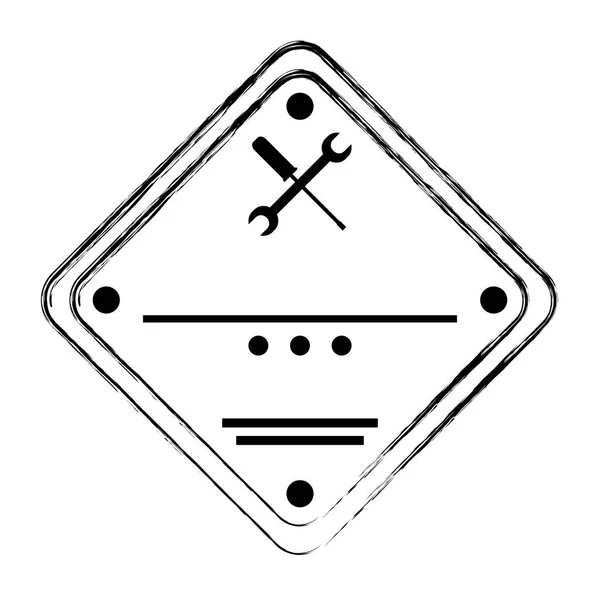 Grunge Vorsicht Bau Service Emblem Hinweis Vektor Illustration — Stockvektor