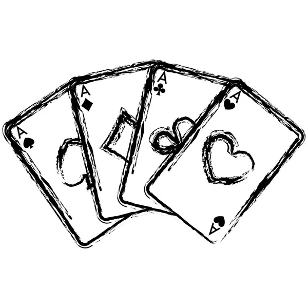 Grunge Poker Cards Para Ilustração Clássica Vetor Jogo — Vetor de Stock