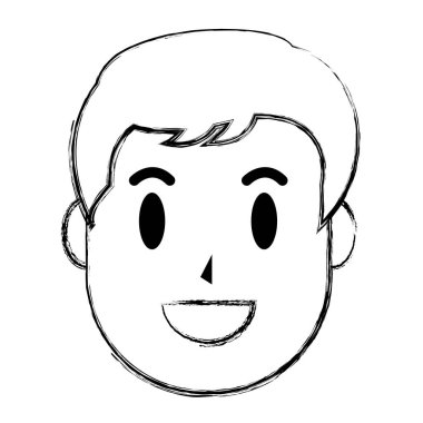 Grunge mutlu adam kafa saç modeli tasarımı ile illüstrasyon vektör