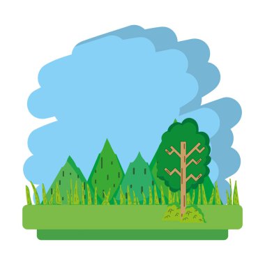 Doğa dağlar ekoloji ağaç manzara vektör çizim