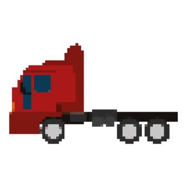 pixelated kamyon kargo teslimat ulaşım vektör çizim