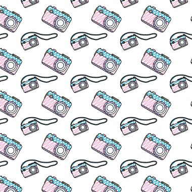 dijital kamera ekipman teknoloji arka plan vektör çizim doodle