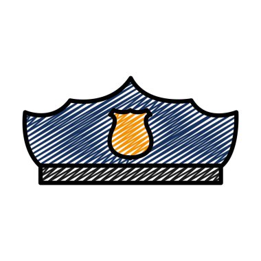 Polis şapka memur stil amblemi vektör çizim ile doodle