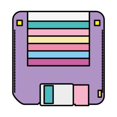 Retro elektronik diskete medya nesne vektör çizim renk