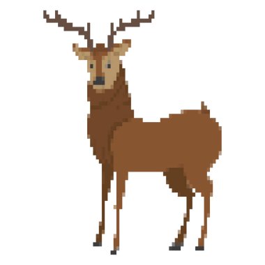 pixelated erkek geyik vahşi hayvan vektör çizim