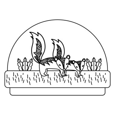 sevimli hayvan kırsal vektör çizim satırı çift kokarca