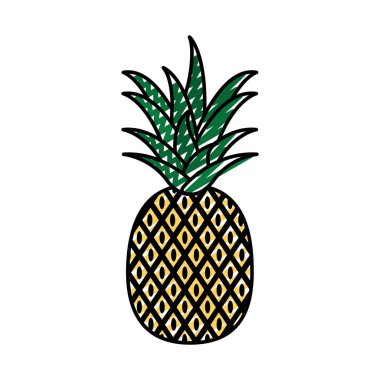 lezzetli ananas organik meyve beslenme vektör çizim doodle