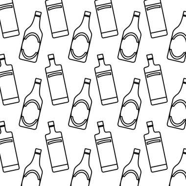 satır votka ve bira şişe içki arka plan vektör çizim
