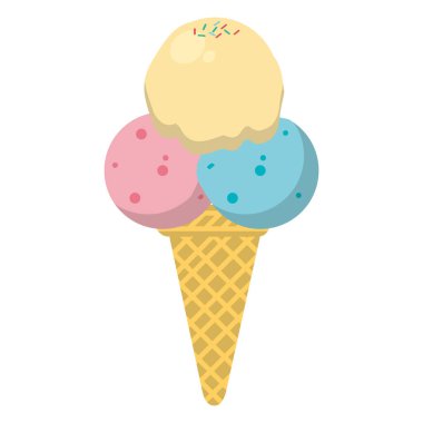 üç top ve koni vektör çizim ile renk dondurma