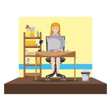 işkadını müdür ofis ve dosya dolabı vektör çizim
