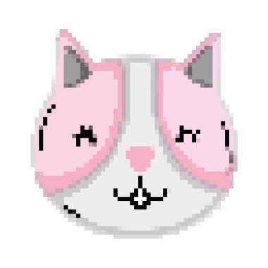 pixelated dişi kedi baş sevimli hayvan vektör çizim