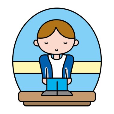 renk sevimli çocuk saç modeli ve rahat kıyafetler vektör çizim ile