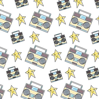 yıldız karakteri arka plan vektör çizim ile radyo teknoloji nesne doodle