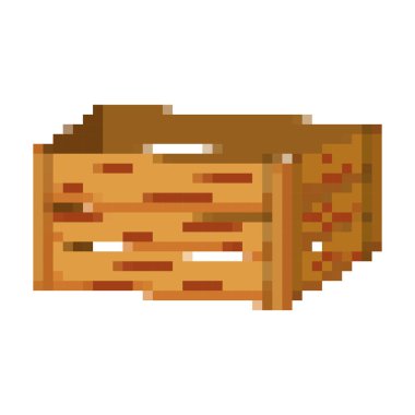 pixelated ahşap sepet nesne stili vektör çizim