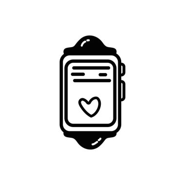 satır smartwatch teknoloji nesne kalp ritim vektör çizim ile