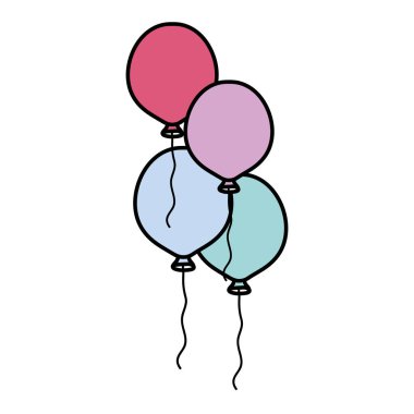 renk sevimli parti balonları nesneleri vektör çizim tasarım