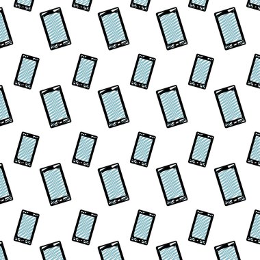 Dijital smartphone teknoloji stili arka plan vektör çizim doodle