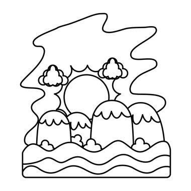 satır doğa güneş ekoloji dağlar manzara vektör çizim ile