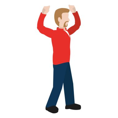 sevimli adam sakal ve vektör çizim Kaldır ellerini