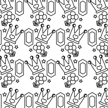 satır lüks mücevher taç ve çiçekler arka plan vektör çizim ile