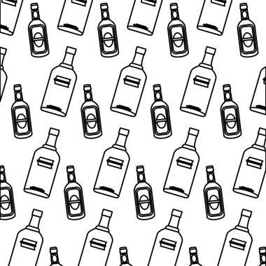satır votka ve likör likör şişesi arka plan vektör çizim