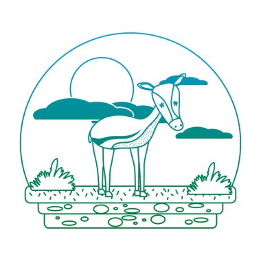 satır şirin famale geyik vahşi hayvan manzara vektör çizim içinde bozulmuş