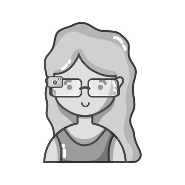 sanal video oyun vektör çizim için 3d gözlük ile gri tonlamalı kız