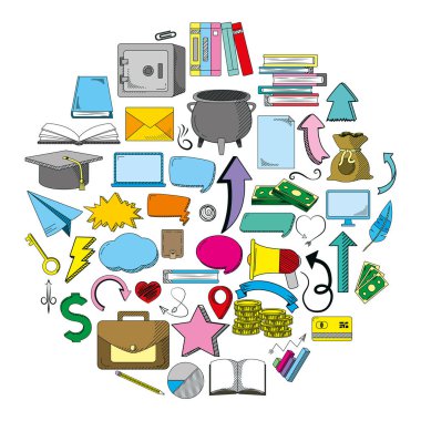 iş office simgeleri strateji vektör çizim finans