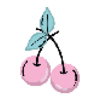 pixelated lezzetli kiraz meyve beslenme vektör çizim