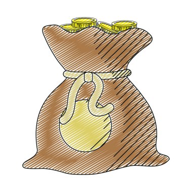 Doodle çanta para para para para birimi vektör çizim ile