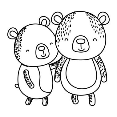 satır çift birlikte sevimli hayvan vektör çizim ayı