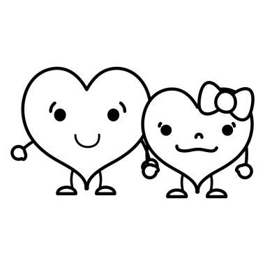 satır kawaii güzel kalp coupe kollar ve bacaklar vektör çizim ile
