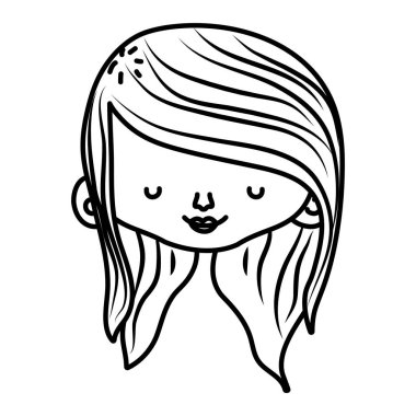 güzellik kadın baş uzun saç modeli vektör çizim ile satır