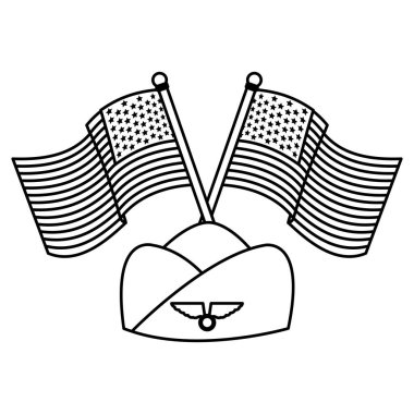 satır ABD bayrakları ulus hostes şapka vektör çizim ile