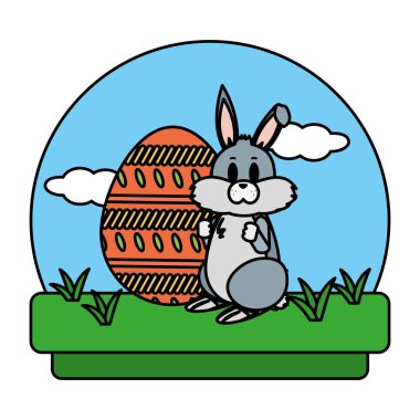 renk sevimli tavşan yumurta Paskalya dekorasyon illüstrasyon vektör