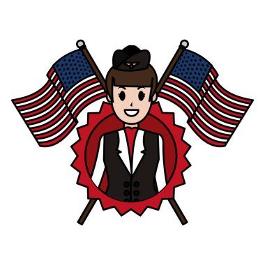 renk hostes ABD bayrakları ve ulus amblemi vektör çizim ile