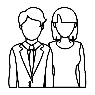 satır profesyonel kadın ve erkek ortak giyim vektör çizim ile