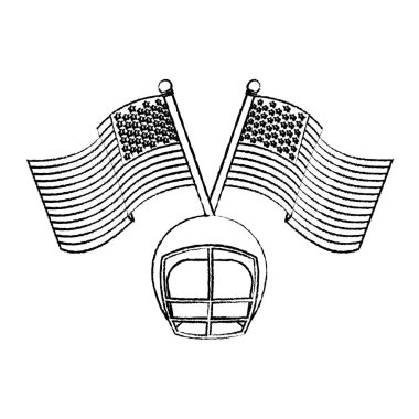 Grunge futbol kask ABD bayrağı simge vektör çizim ile