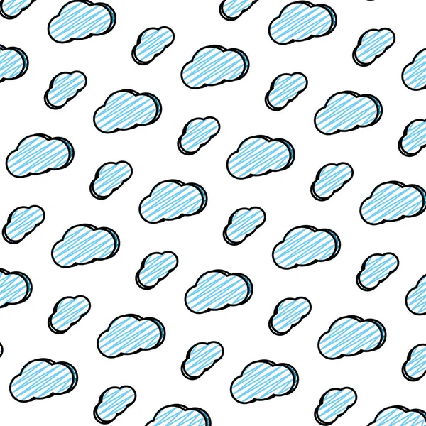 Doodle Nature Nuage Pelucheux Météo Arrière Plan Vectoriel Illustration — Image vectorielle