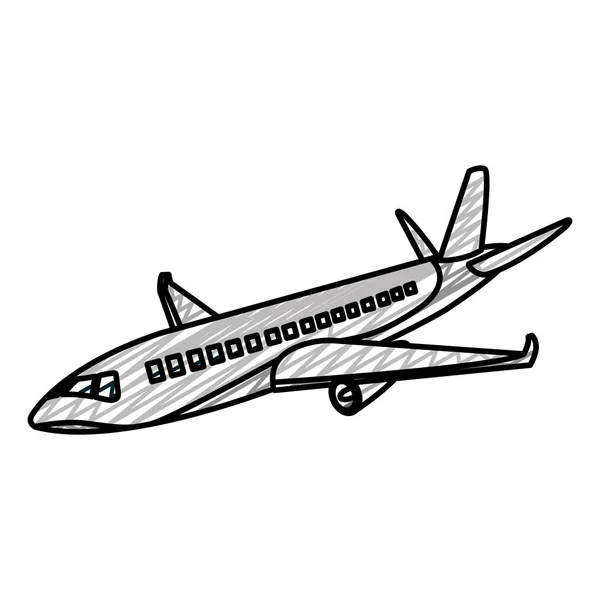 Doodle Viaggi Aereo Lotta Trasporto Internazionale Vettoriale Illustrazione — Vettoriale Stock