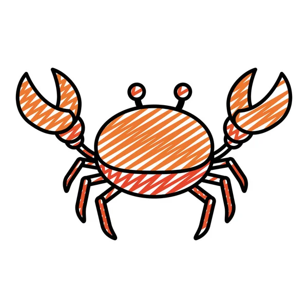 Doodle Schöne Krabbe Tropischen Meer Tier Vektor Illustration — Stockvektor