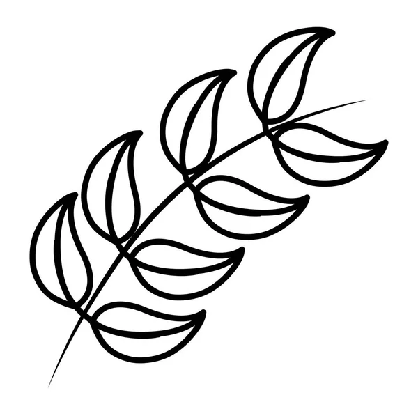 Линия Натуральной Ветви Тропических Листьев Векторная Иллюстрация — стоковый вектор
