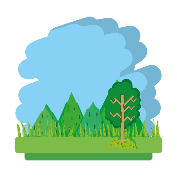 Naturaleza Montañas Ecología Árbol Paisaje Vector Ilustración — Vector de stock