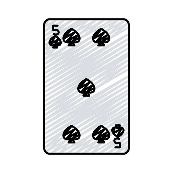 Gribouiller Cinq Brochet Casino Carte Jeu Vectoriel Illustration — Image vectorielle