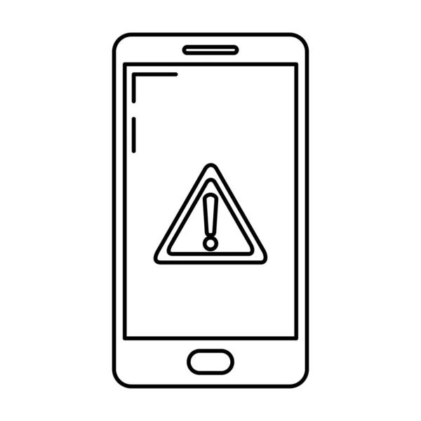 Zeile Smartphone Technologie Mit Vorsicht Darger Symbol Vektor Illustration — Stockvektor