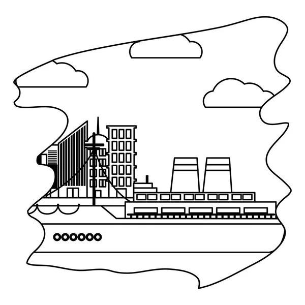 Grunge Seite Schiff Transport Ozean Fahrzeug Vektor Illustration — Stockvektor