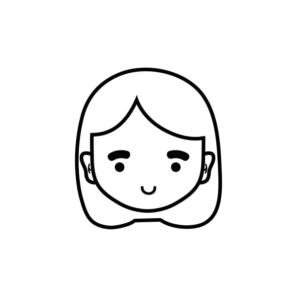 Line Avatar Girl Head Hairstyle Design Vector Illustration — Stock Vector