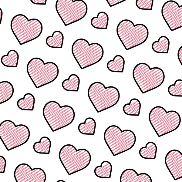 Doodle Güzellik Kalp Aşk Sembolü Arka Plan Vektör Çizim — Stok Vektör