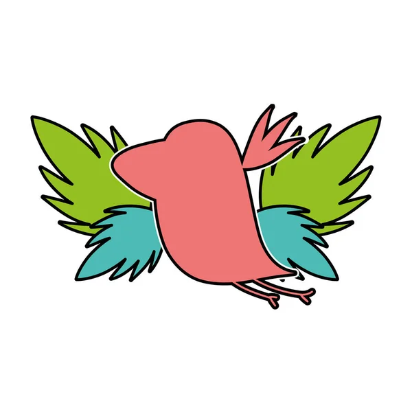 Colore Silhouette Uccello Con Foglie Esotiche Riserva Vettoriale Illustrazione — Vettoriale Stock
