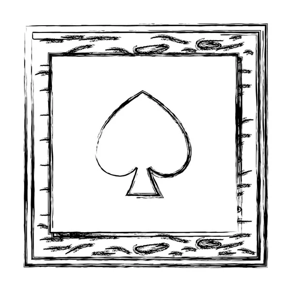Grunge Framework Pikes Card Casino Style Vector Illustration — Stock Vector